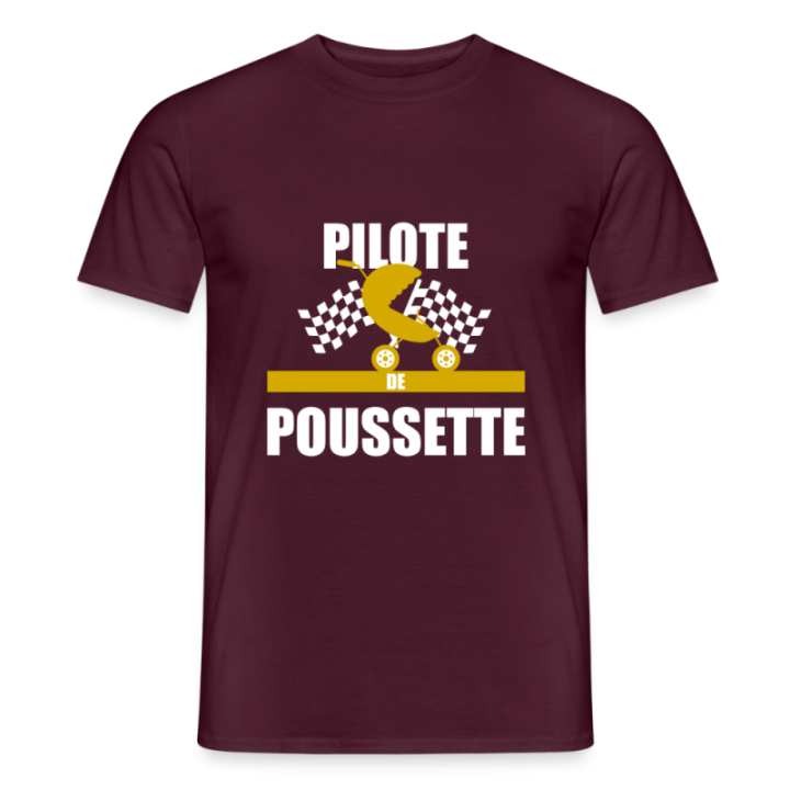 T-shirt homme - Pilote de poussette - rouge brique - front