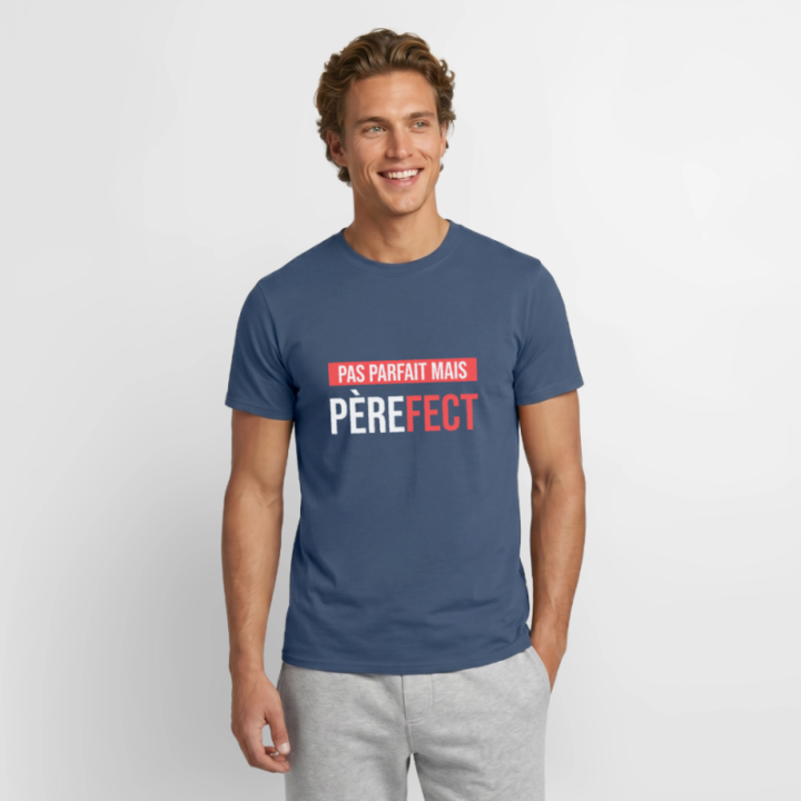 T-shirt homme - Pas parfait mais Père-fect - denim foncé - front