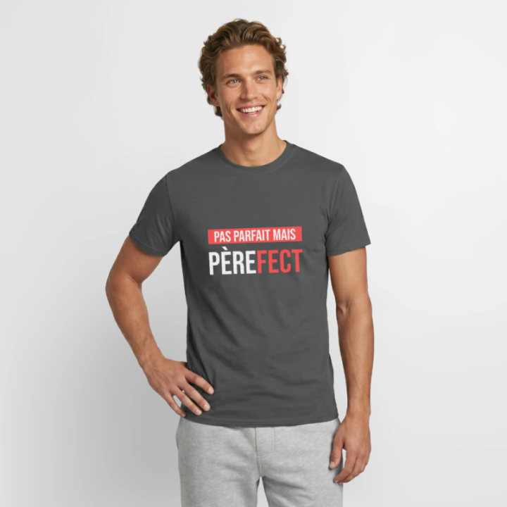 T-shirt homme - Pas parfait mais Père-fect - charbon - front