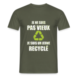 T-shirt homme - Je suis un jeune recyclé - vert militaire - front