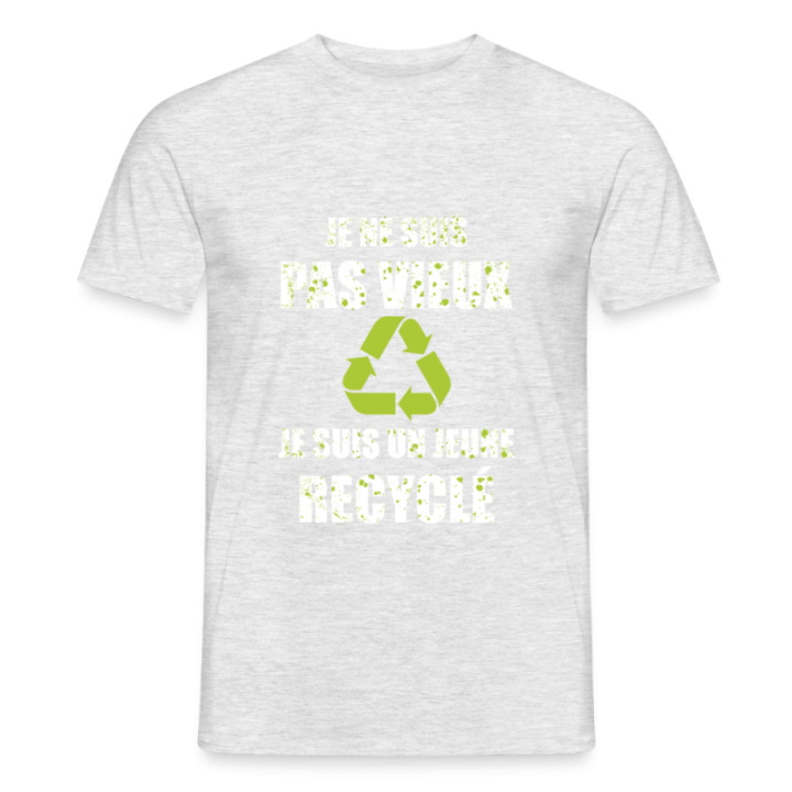 T-shirt homme - Je suis un jeune recyclé - gris chiné - front