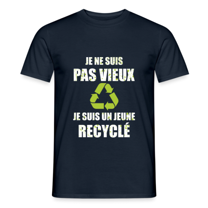 T-shirt homme - Je suis un jeune recyclé - marine - front