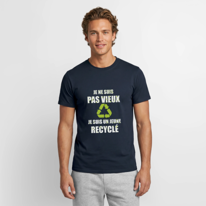 T-shirt homme - Je suis un jeune recyclé - marine - front