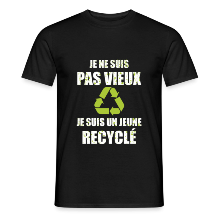 T-shirt homme - Je suis un jeune recyclé - noir - front