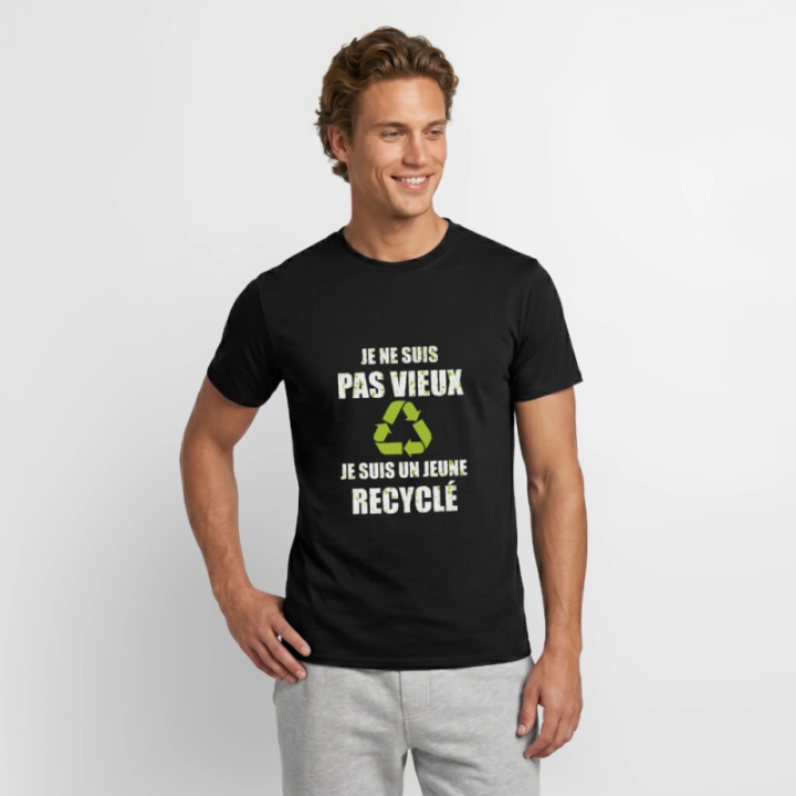 T-shirt homme - Je suis un jeune recyclé - noir - front