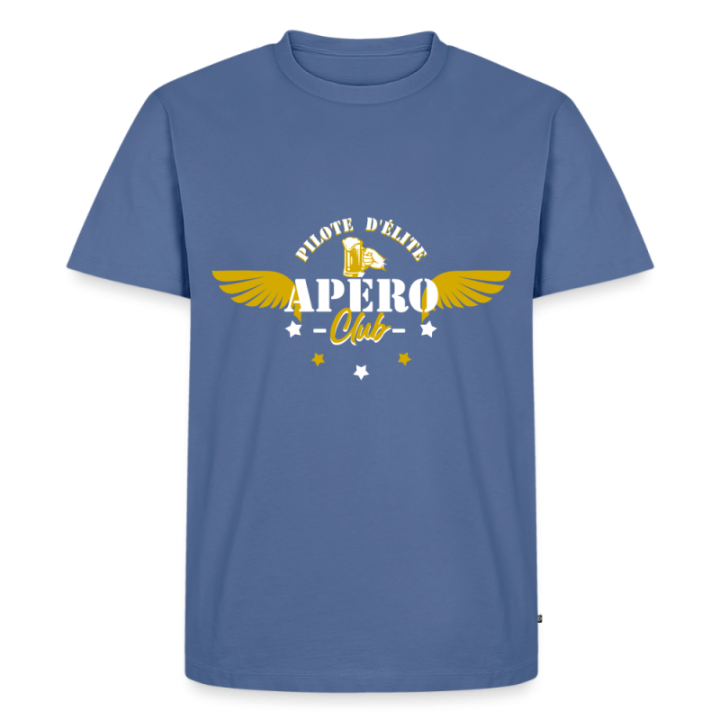 T-shirt premium homme - Apéro club - bleu pigeon - front