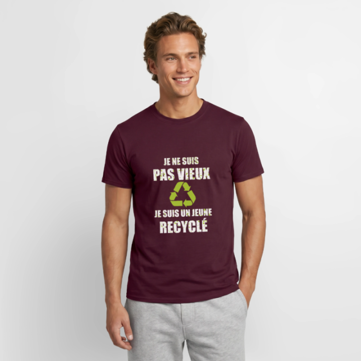 T-shirt homme - Je suis un jeune recyclé - rouge brique - front