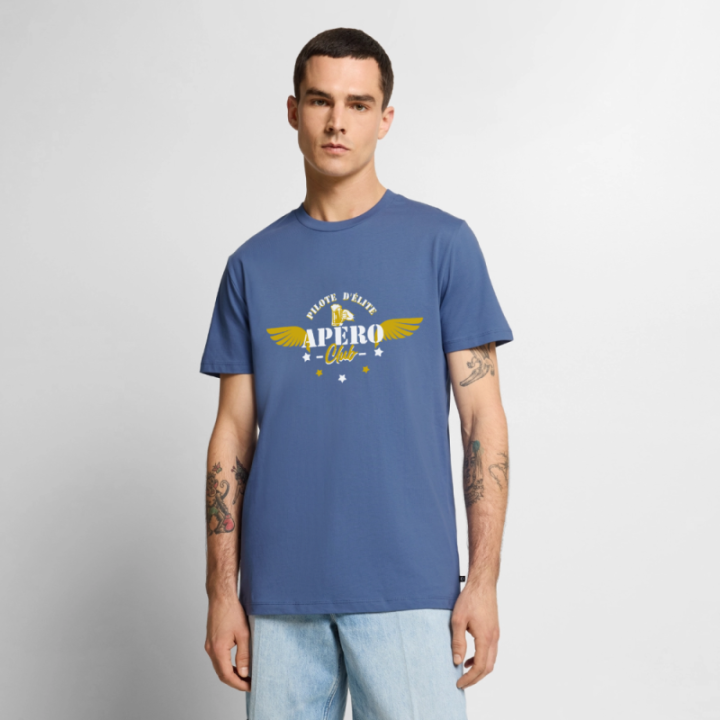 T-shirt premium homme - Apéro club - bleu pigeon - front