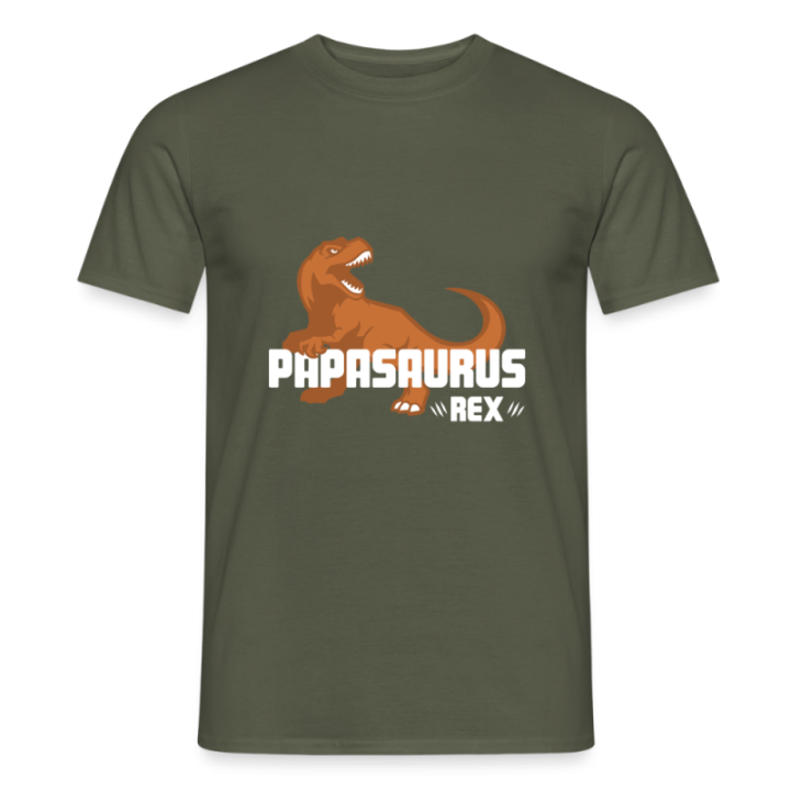 T-shirt homme - Papasaurus Rex - vert militaire - front