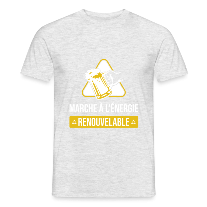 T-shirt homme - Marche à l'énergie renouvelable - gris chiné - front