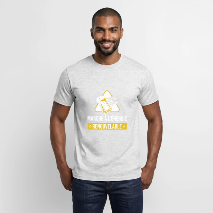 T-shirt homme - Marche à l'énergie renouvelable - gris chiné - front