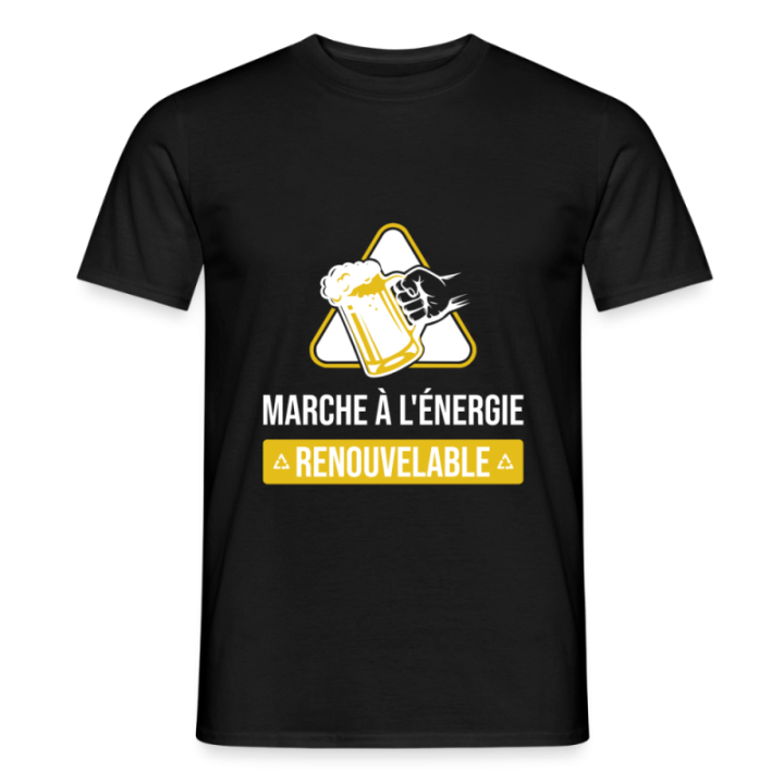 T-shirt homme - Marche à l'énergie renouvelable - noir - front