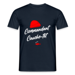 T-shirt homme - Commandant Couche-tôt - marine - front