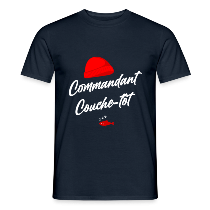 T-shirt homme - Commandant Couche-tôt - marine - front