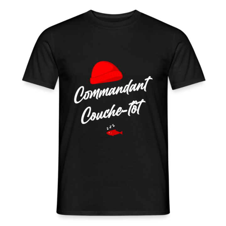 T-shirt homme - Commandant Couche-tôt - noir - front