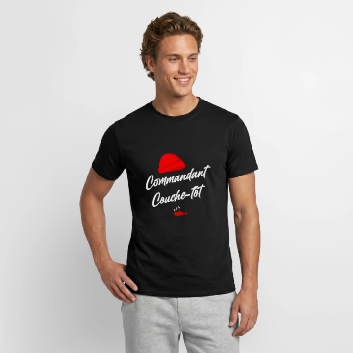 T-shirt homme - Commandant Couche-tôt - noir - front