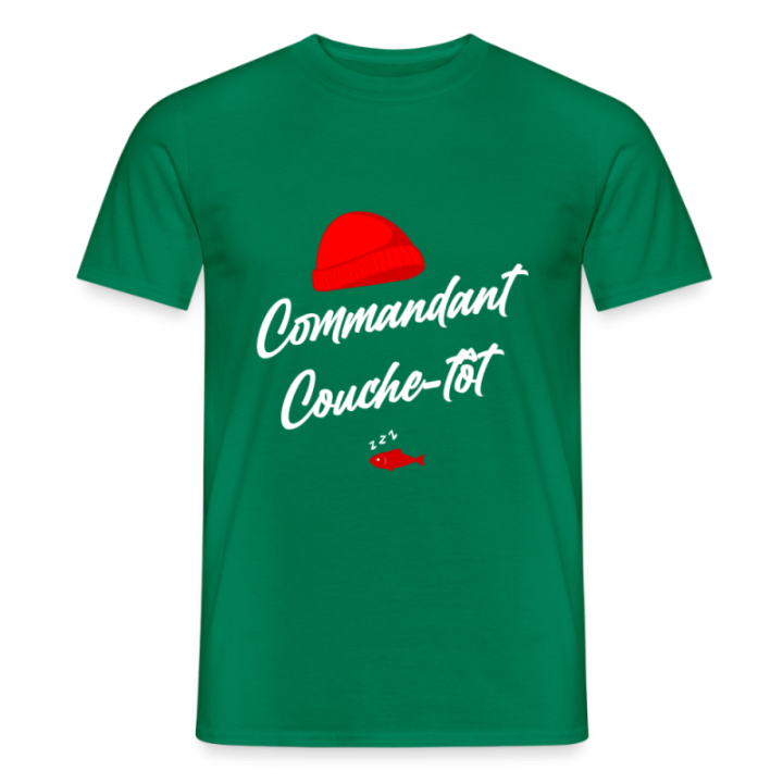 T-shirt homme - Commandant Couche-tôt - vert - front