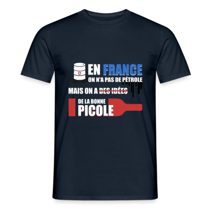 T-shirt homme - En france on a pas de pétrole - marine - front