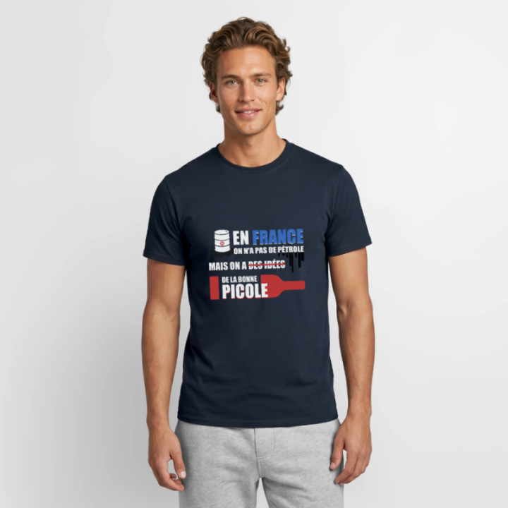 T-shirt homme - En france on a pas de pétrole - marine - front