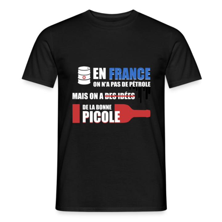 T-shirt homme - En france on a pas de pétrole - noir - front