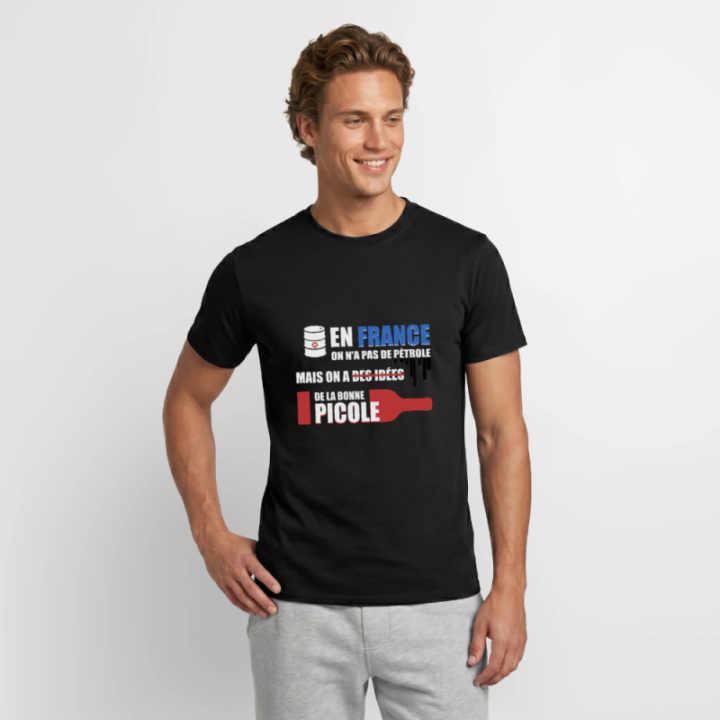 T-shirt homme - En france on a pas de pétrole - noir - front