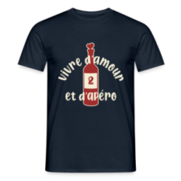T-shirt homme - Vivre d'amour et d'apéro - marine - front