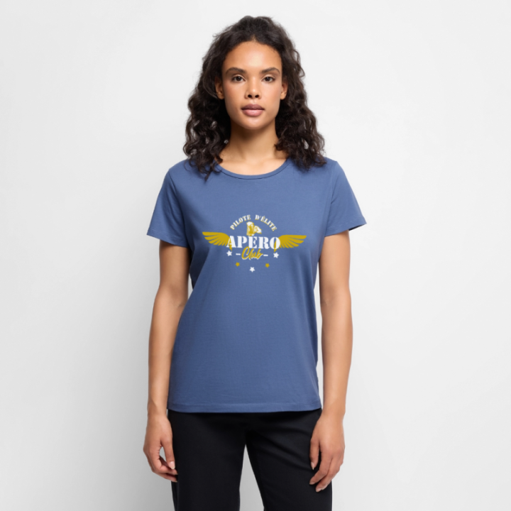 T-shirt premium femme - Apéro club - bleu pigeon - front