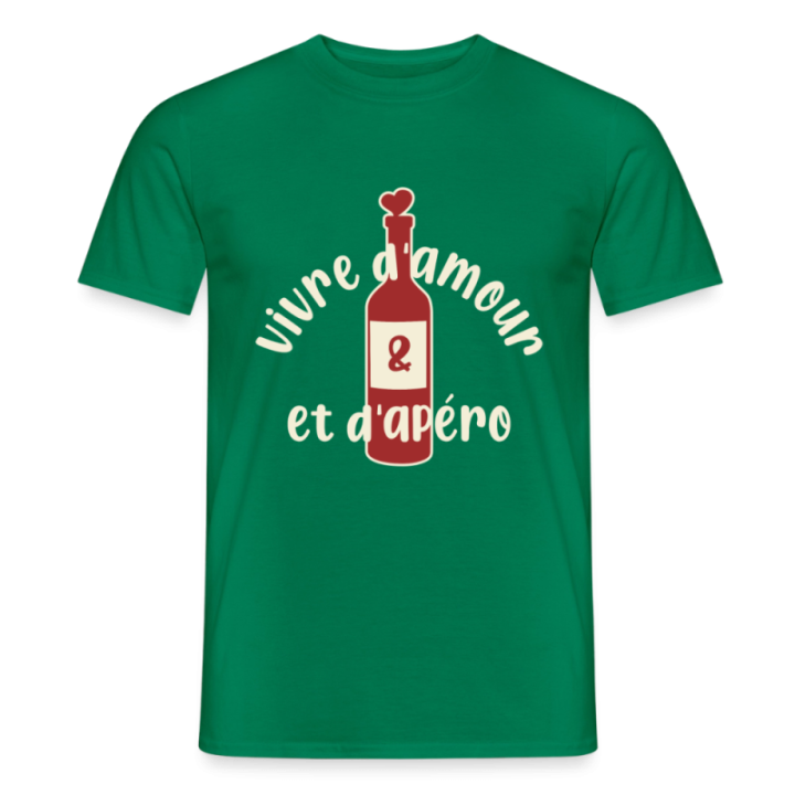 T-shirt homme - Vivre d'amour et d'apéro - vert - front