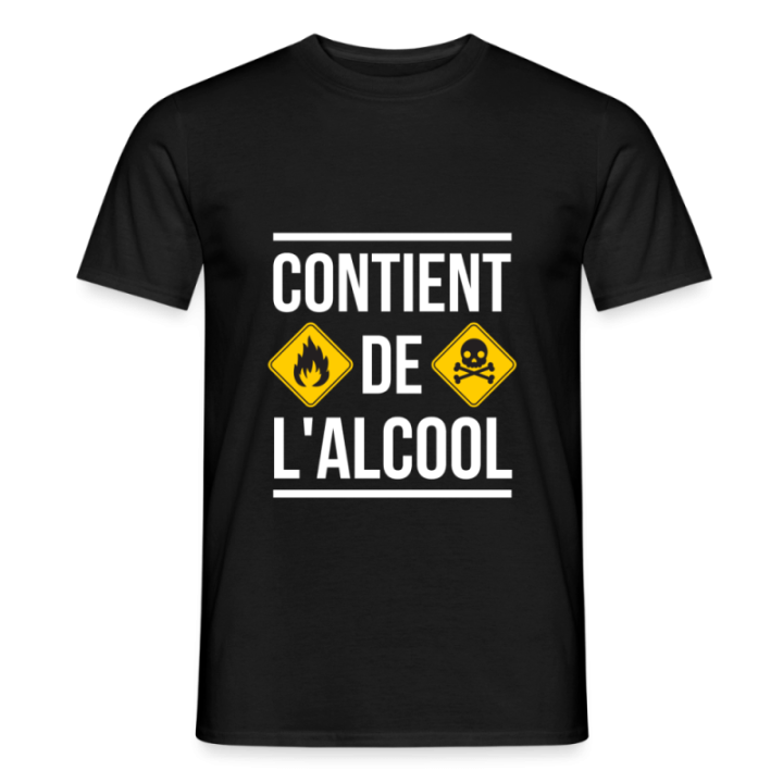 T-shirt homme - Contient de l'alcool - noir - front