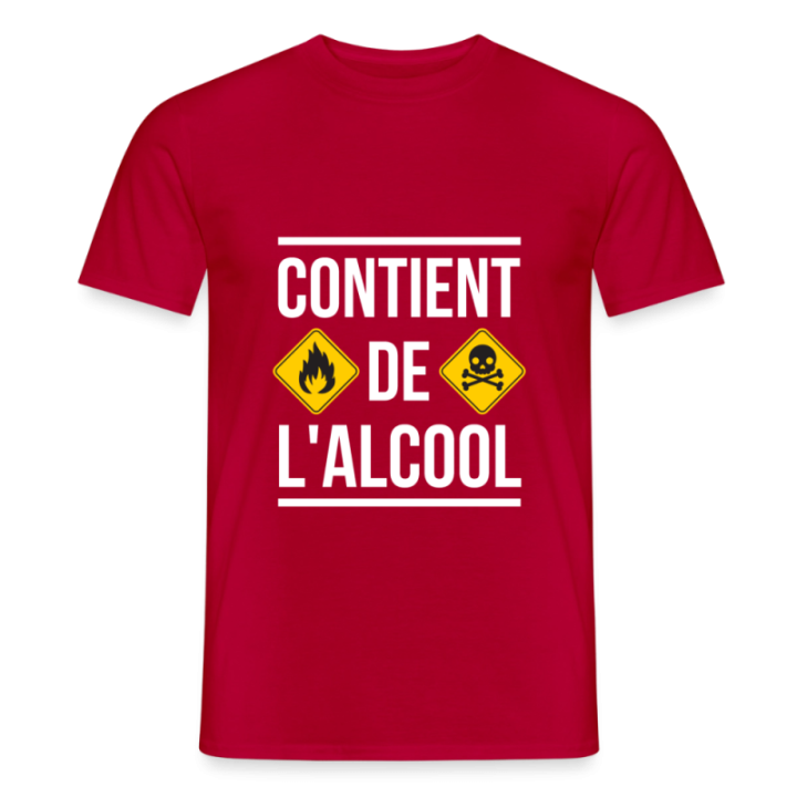 T-shirt homme - Contient de l'alcool - rouge - front
