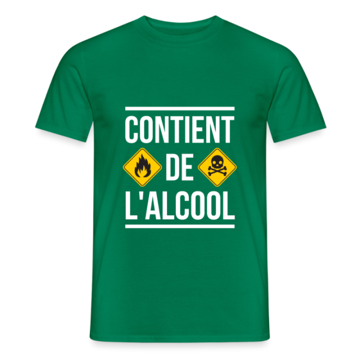 T-shirt homme - Contient de l'alcool - vert - front