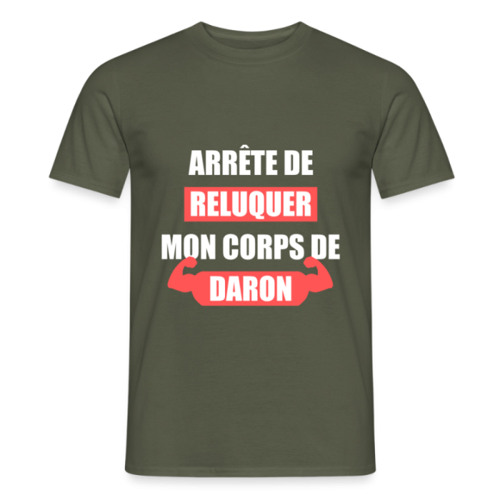 T-shirt homme - Mon corps de daron - vert militaire - front