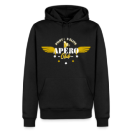Sweat-shirt à capuche premium homme - Apéro club - noir - front
