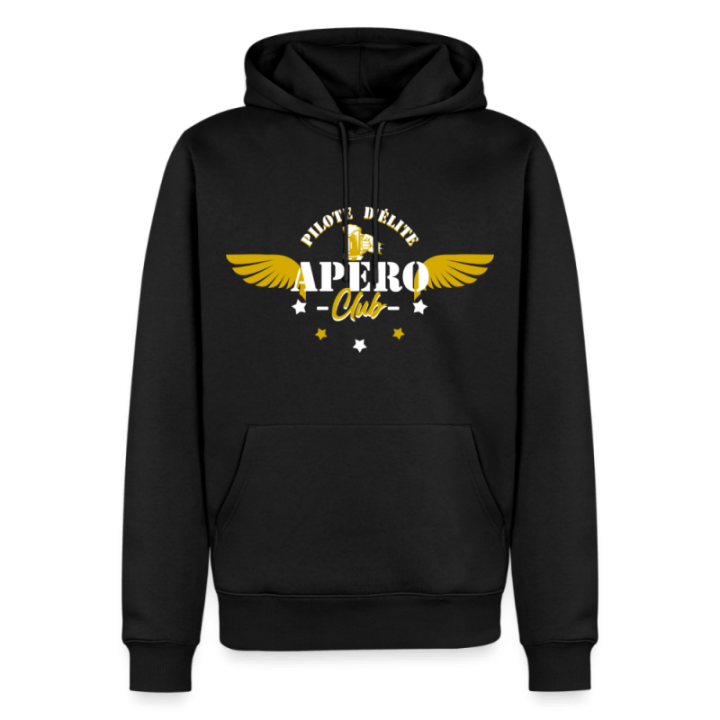 Sweat-shirt à capuche premium homme - Apéro club - noir - front