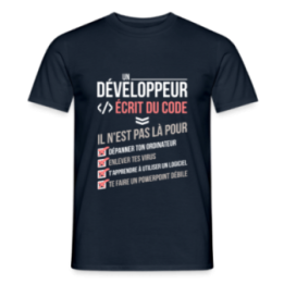T-shirt homme - Un développeur écrit du code - marine - front