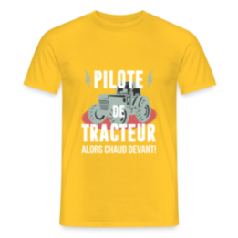 T-shirt homme - Pilote de tracteur - jaune - front