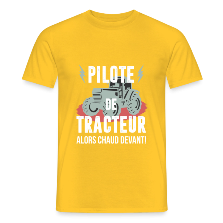 T-shirt homme - Pilote de tracteur - jaune - front