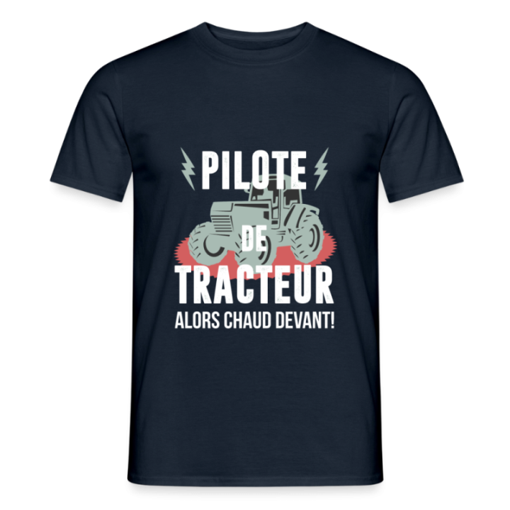 T-shirt homme - Pilote de tracteur - marine - front