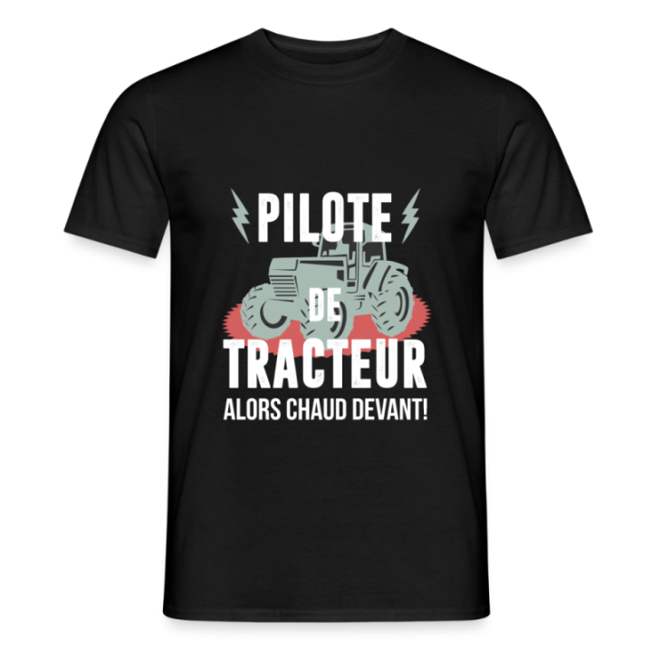 T-shirt homme - Pilote de tracteur - noir - front