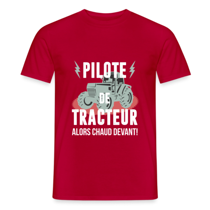 T-shirt homme - Pilote de tracteur - rouge - front