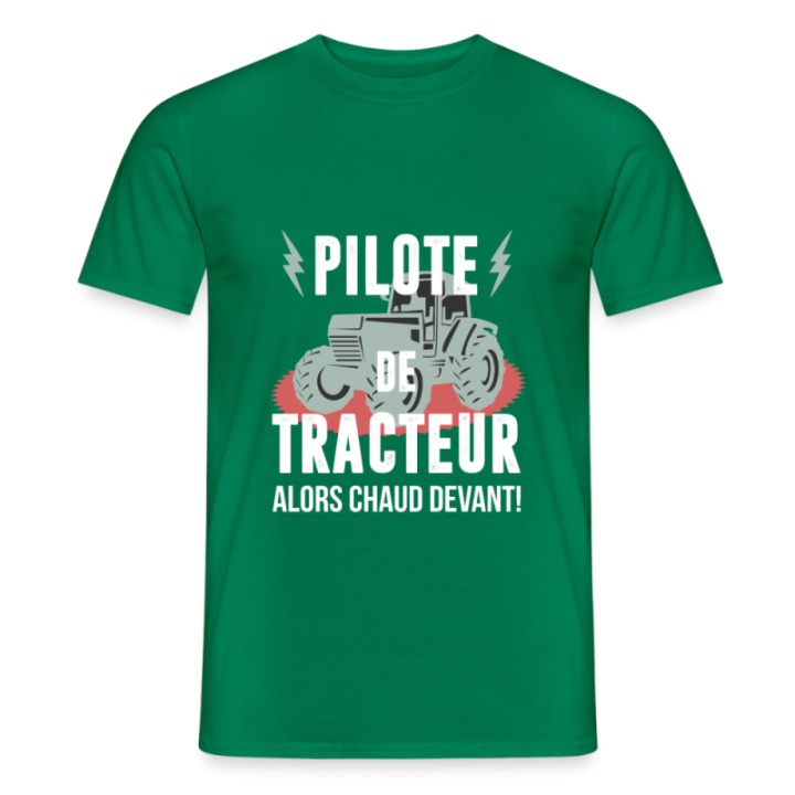 T-shirt homme - Pilote de tracteur - vert - front