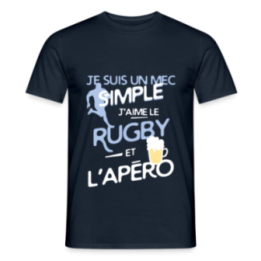 T-shirt homme - Un mec simple: Rugby et apéro - marine - front