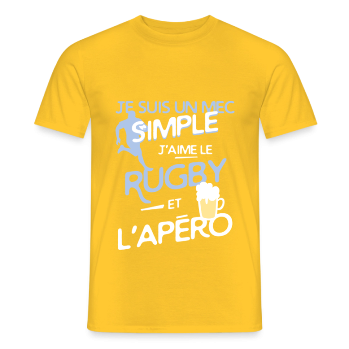 T-shirt homme - Un mec simple: Rugby et apéro - jaune - front