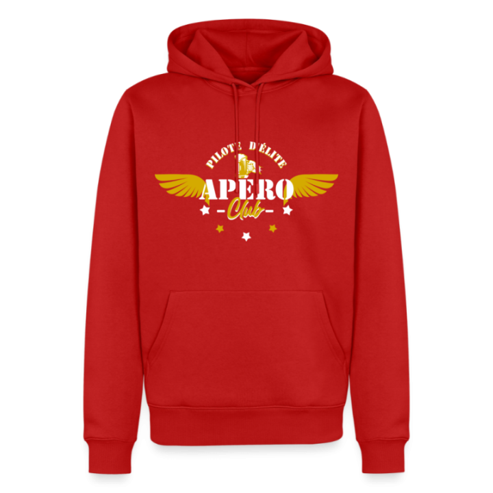 Sweat-shirt à capuche premium homme - Apéro club - rouge - front