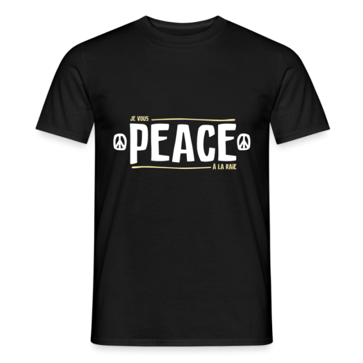 T-shirt homme - Peace à la raie - noir - front