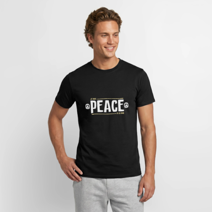 T-shirt homme - Peace à la raie - noir - front