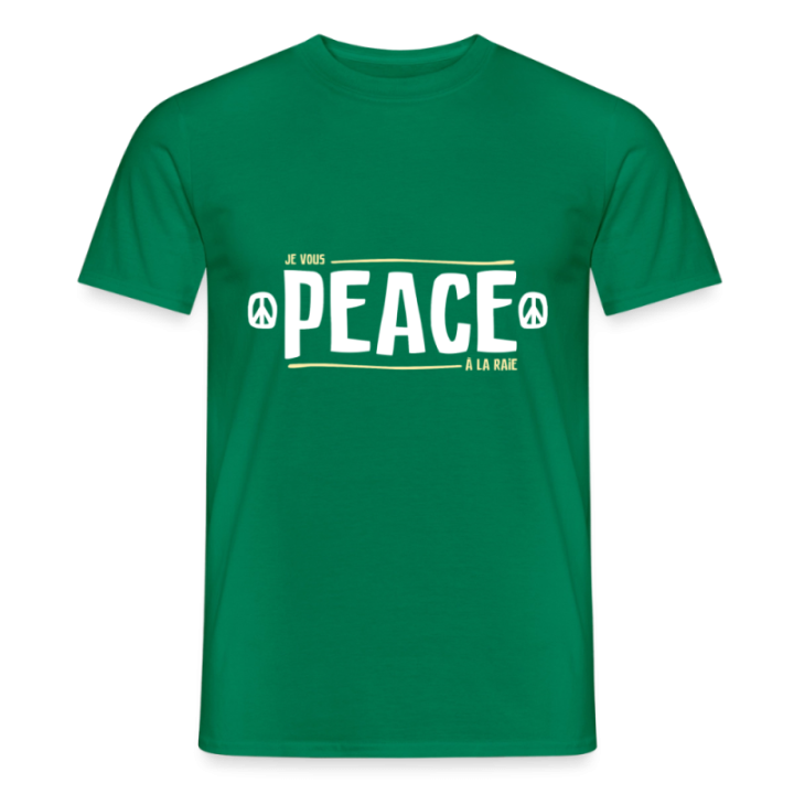 T-shirt homme - Peace à la raie - vert - front