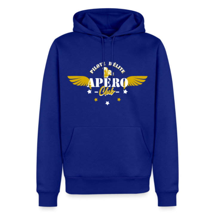 Sweat-shirt à capuche premium homme - Apéro club - bleu roi - front