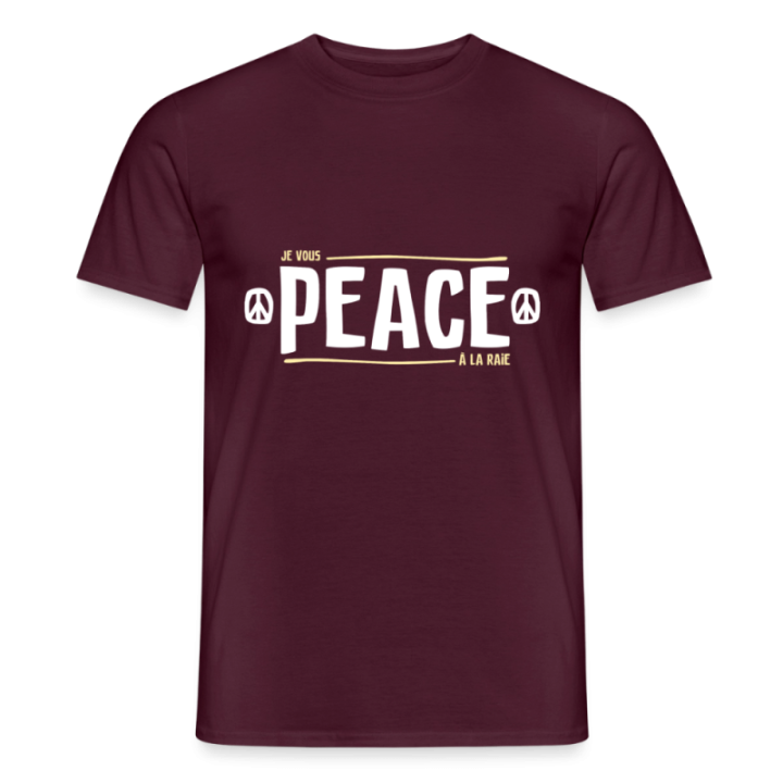 T-shirt homme - Peace à la raie - rouge brique - front