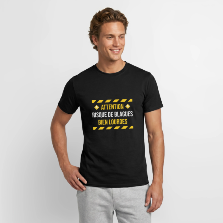 T-shirt homme - Risque de blagues bien lourdes - noir - front